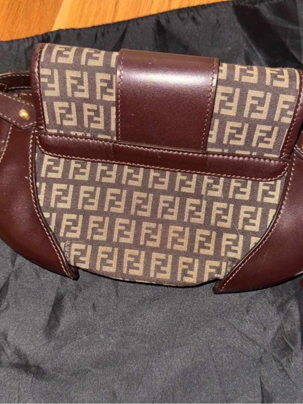 Fendi Monogram Canvas Shoulder Bag with Gold Hardware - Picture 6 of 8